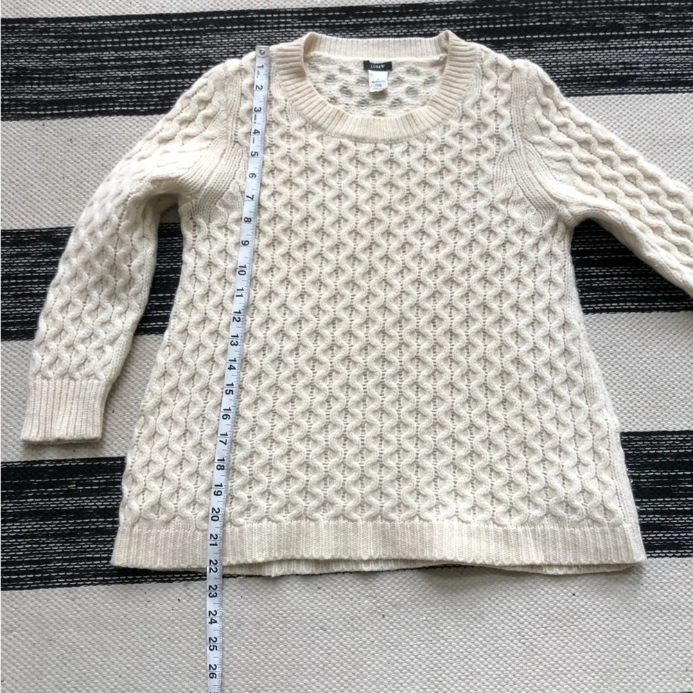 J. Crew 100% Wool Cable Knit Crewneck Sweater Size: S‎